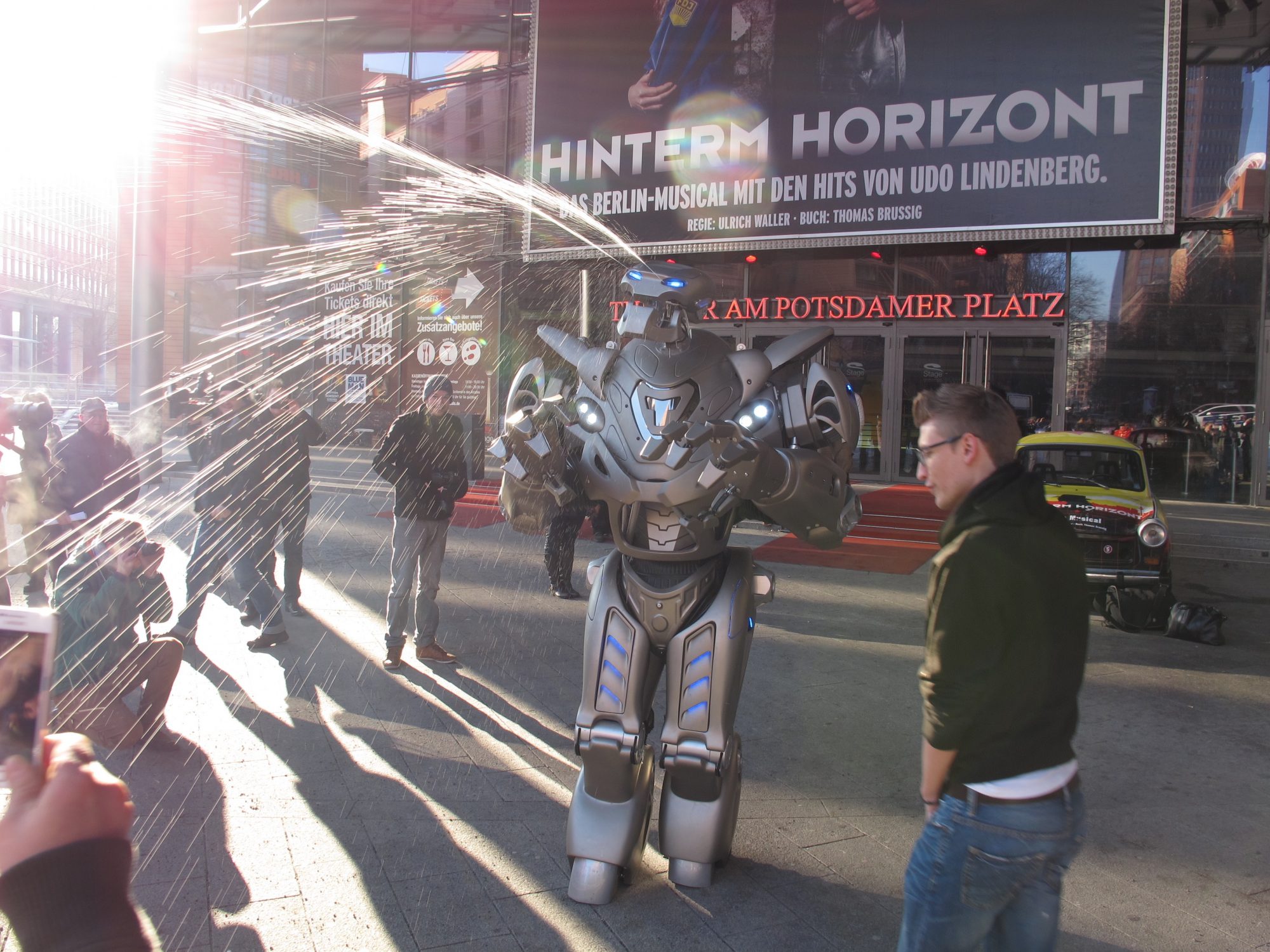 Titan the Robot squirting the audience during a show in Berlin, Germany. 