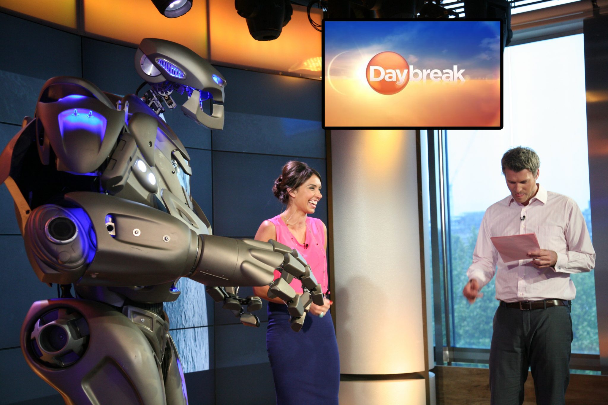 Titan the Robot live on Daybreak with Christine Lampard and Dan Lobb.