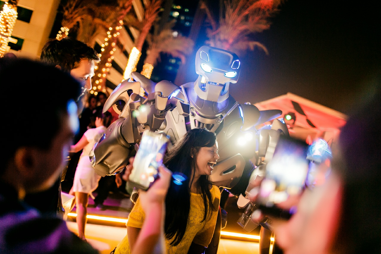 Titan the Robot entertaining everyone at a party in Dubai UAE.