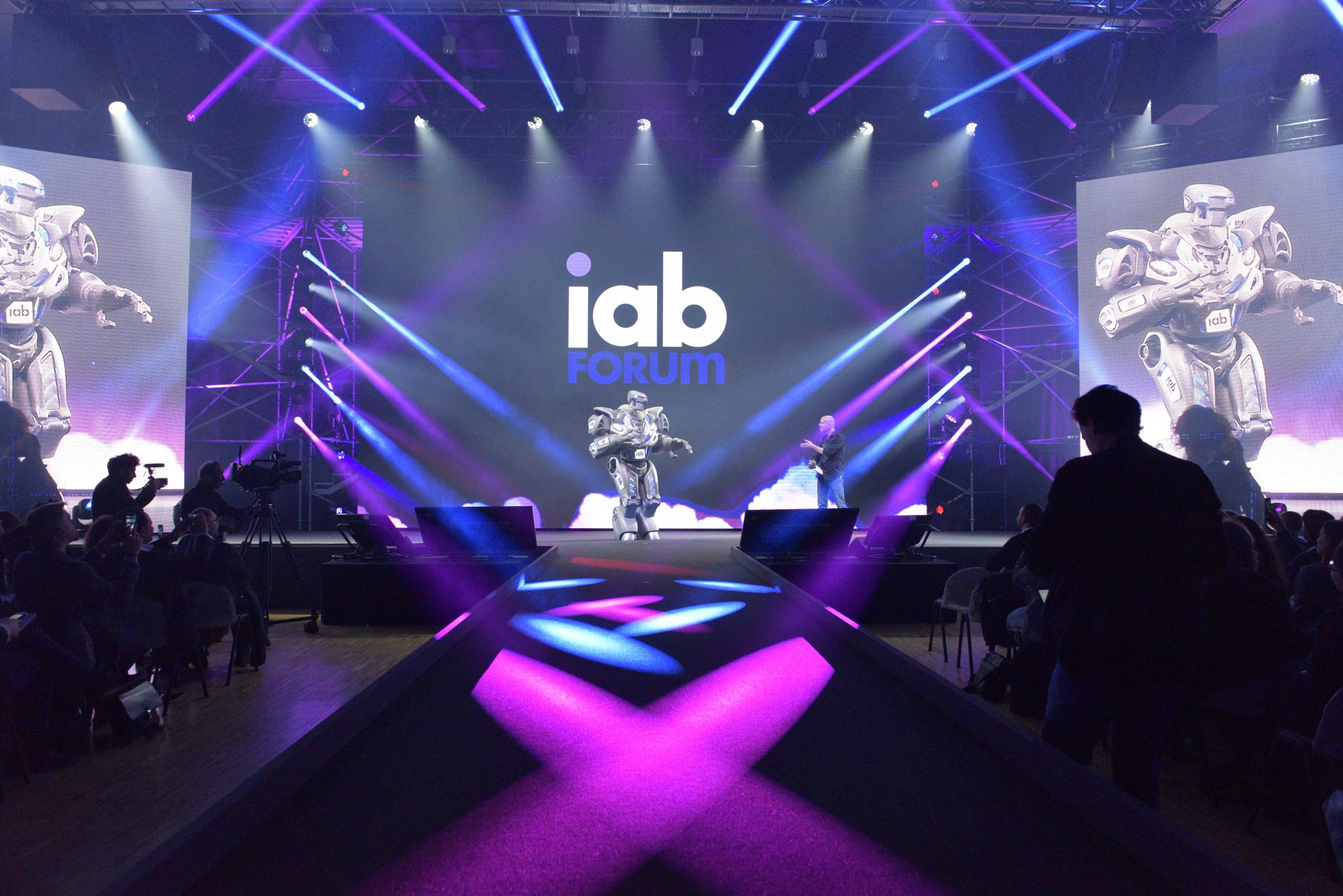Titan the Robot on stage at the IAB Forum in Milan, Italy.