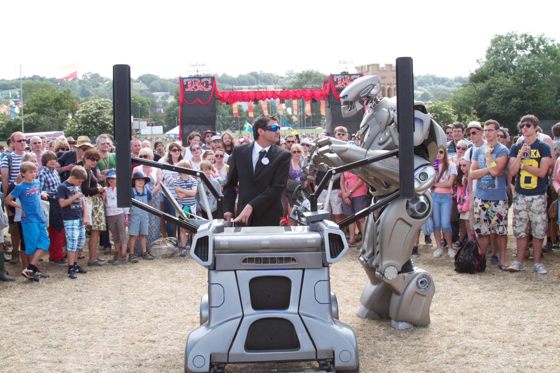 Titan the Robot at Glastonbury Music Festival. 