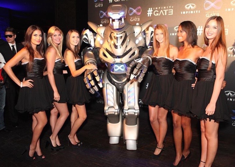 Titan the Robot enjoying his time at a party in Frankfurt, Germany for Infinity cars.